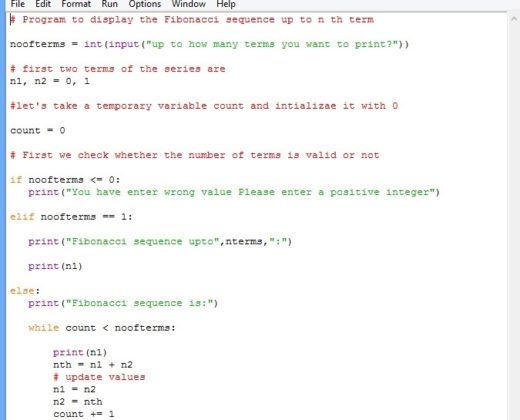 fibonacci sequence code python